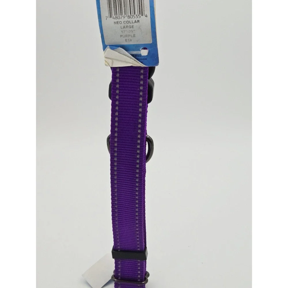 Max & Neo Neo Collar Purple Reflective Nylon Dog Collar Large 17-25in E14